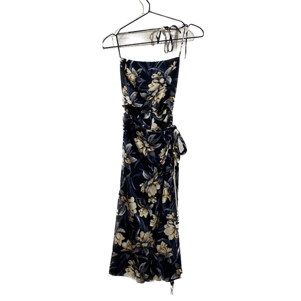 Reformation Umbria Midi Dress Tropical Wrap Bottom Cut Out Plumeria Floral 0 - Picture 3 of 10
